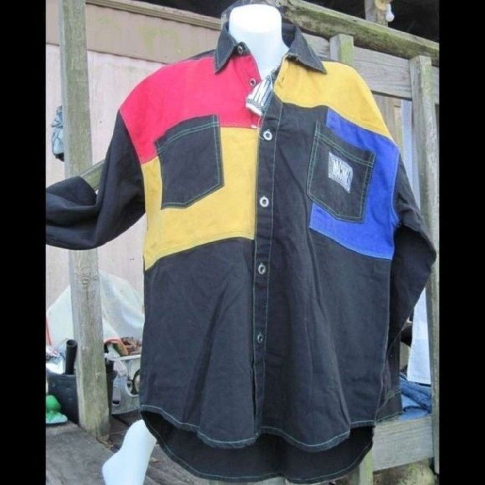 Machine Gun Long Sleeve Shirt Hip Hop Retro 80's Costume Hard Wear Work Large